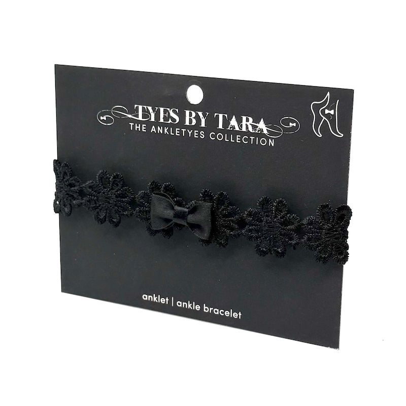 Blossom Black Bow Anklet on Black Card