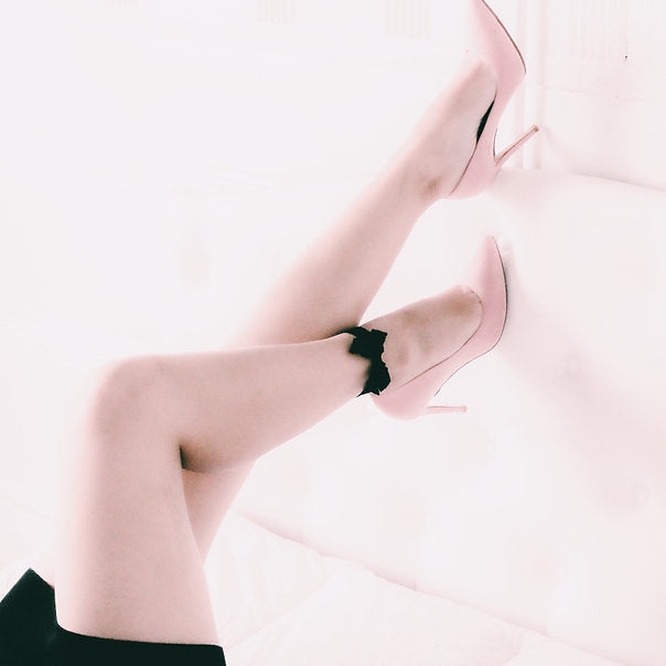 Black Lace Anklet on Model in Pink Heels
