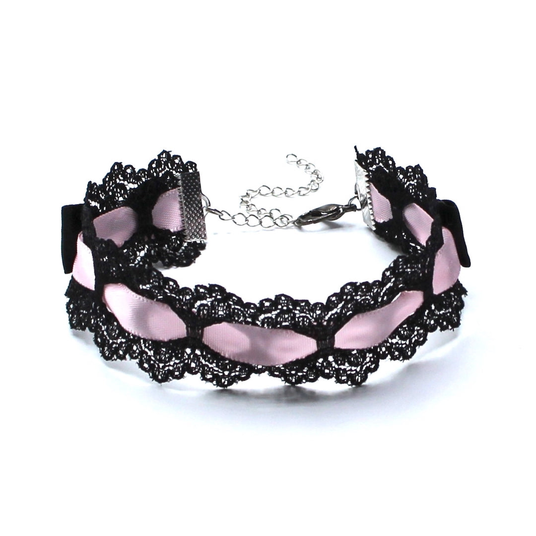 Black and Pink Lace Anklet