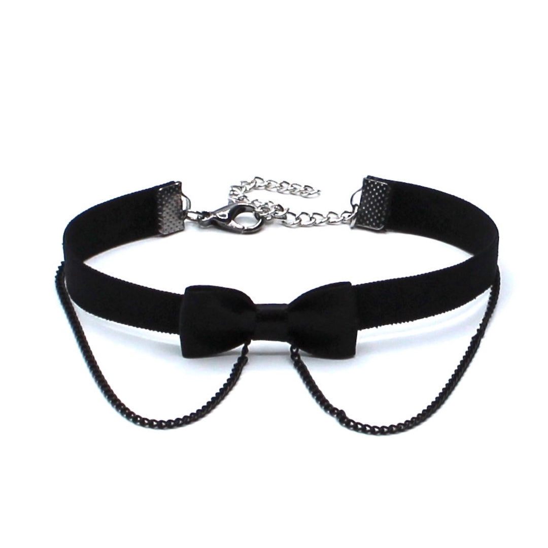 Heartbreaker Black Bow Anklet with Chain