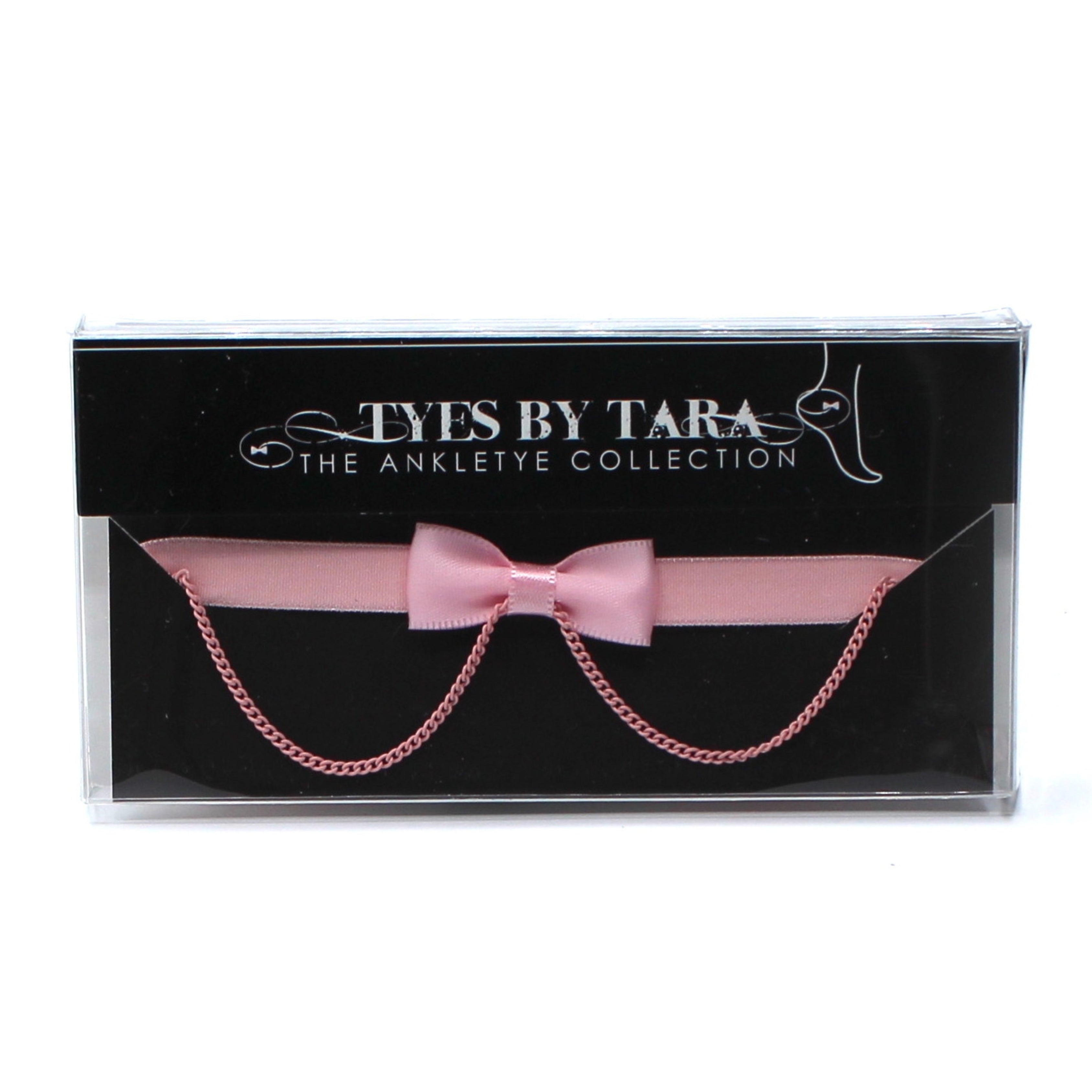 Pink Bow Anklet with Pink Chain in Black Box