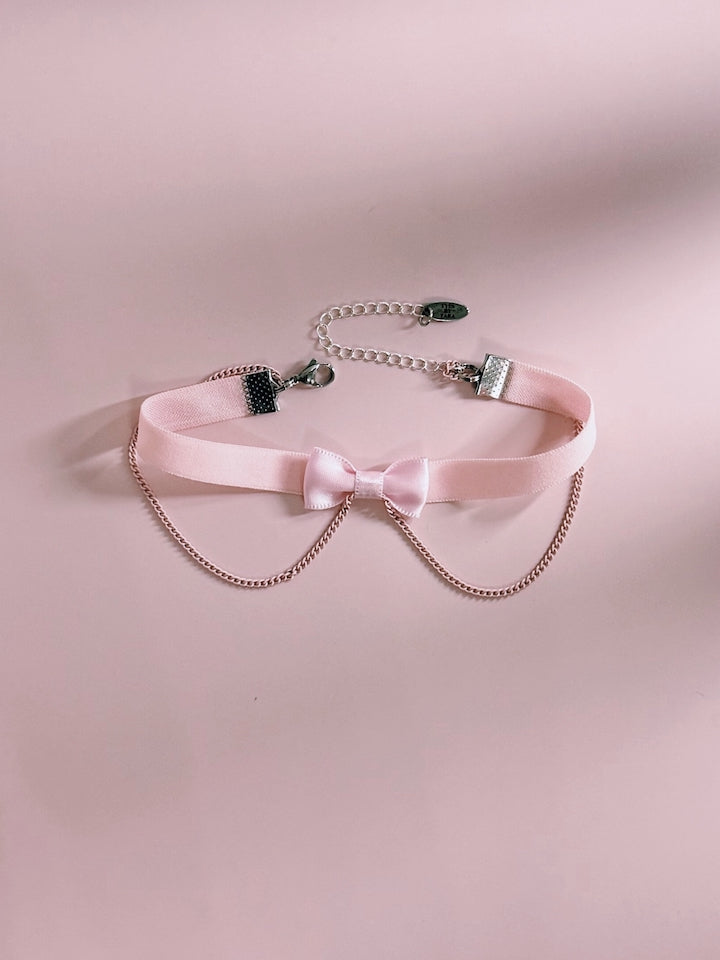Heartbreaker Pink Bow Pink Chain Anklet
