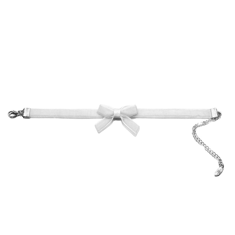 Marie Antoinette White Velvet Bow Anklet