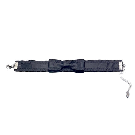 Maiden Black Bow Anklet with Ruffles Flat Lay