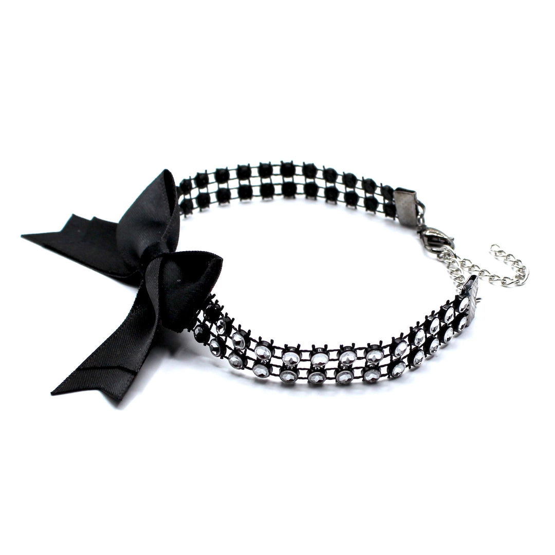 Princesa Black Sparkly Bow Anklet