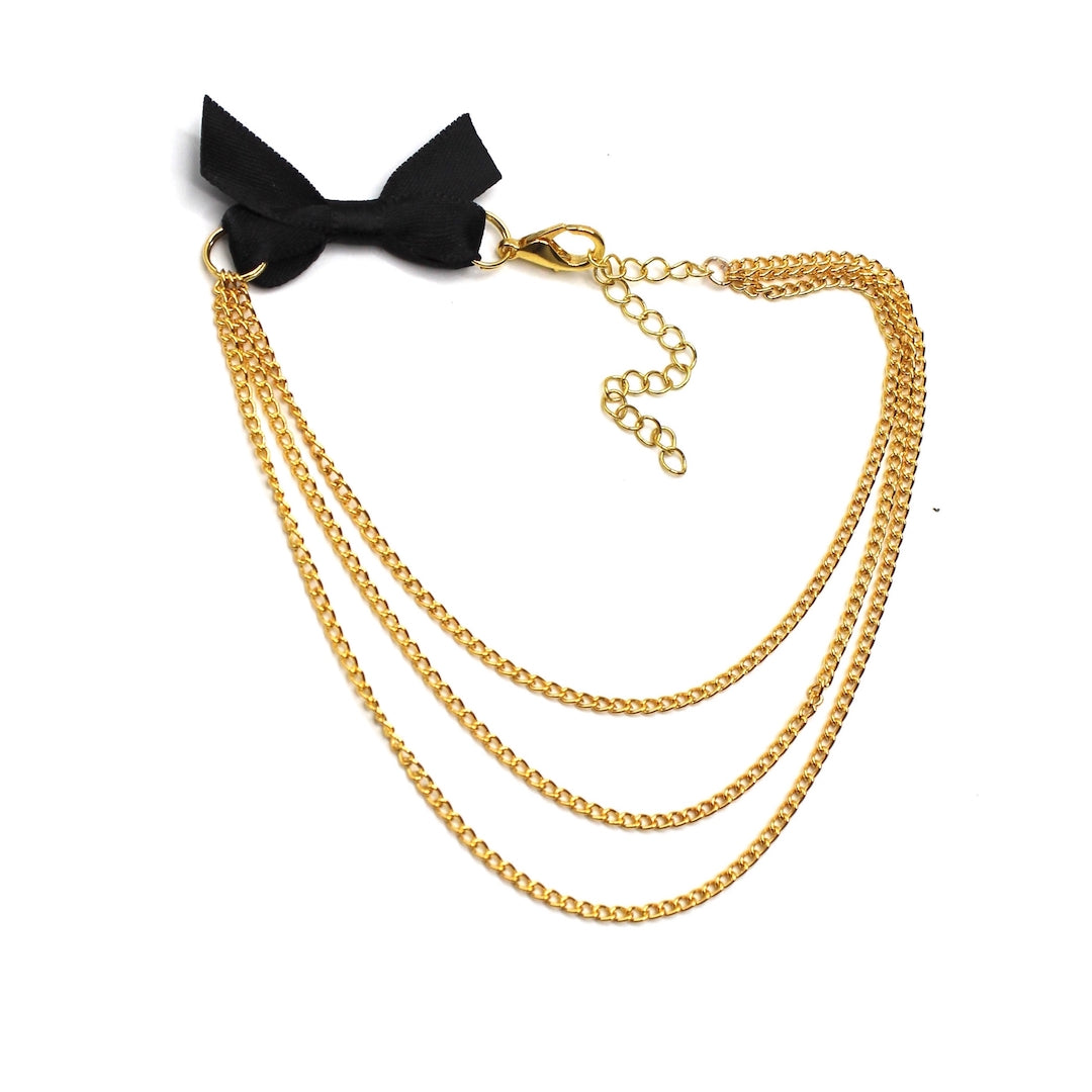 Vice Black Bow Gold Chain Anklet