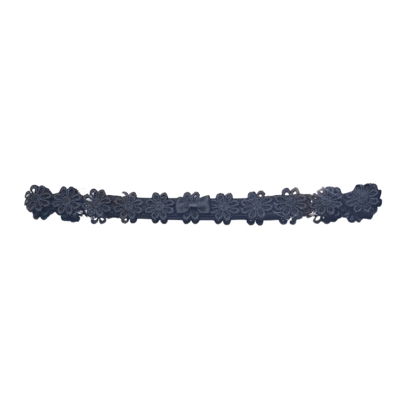 Black Flower Bow Belt