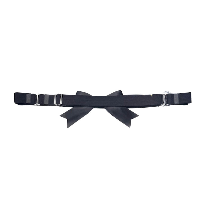 Adjustable Strap Black Bow Belt