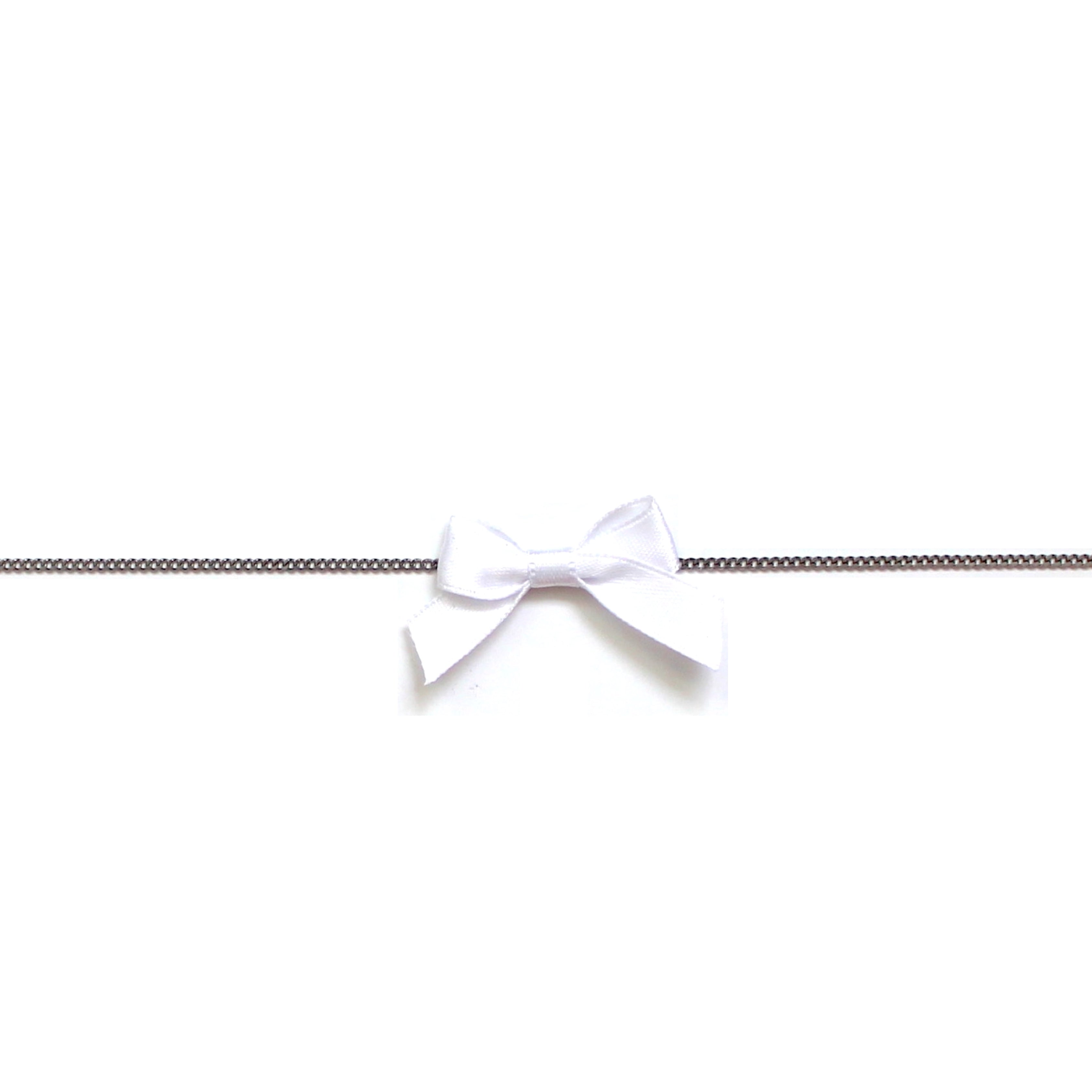 White Honey Bow Belt with White Bow and Silver Chain