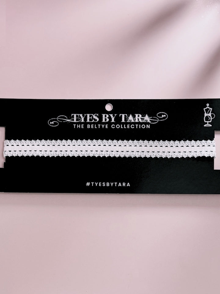 Lady White Lingerie Belt on Black Card