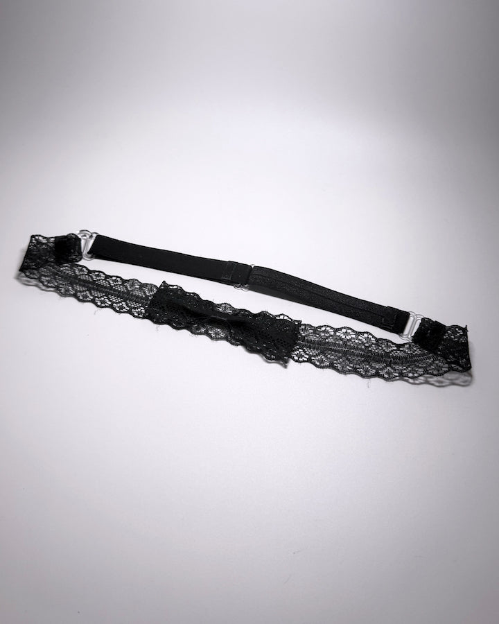 Siren Black Lace Bow Belt showing adjustable bow belt