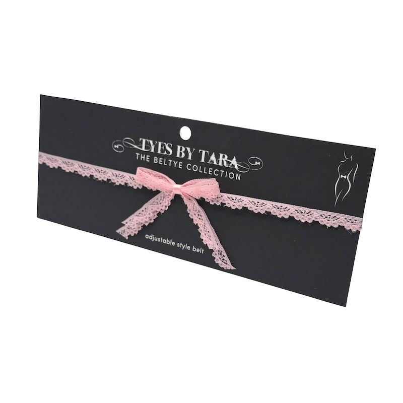 Packaging View of Pink Lace Tease Bow Belt