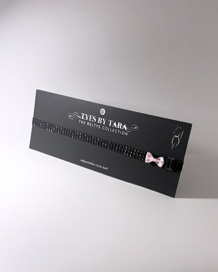 Sparkly Black Bow Belt on Black Card
