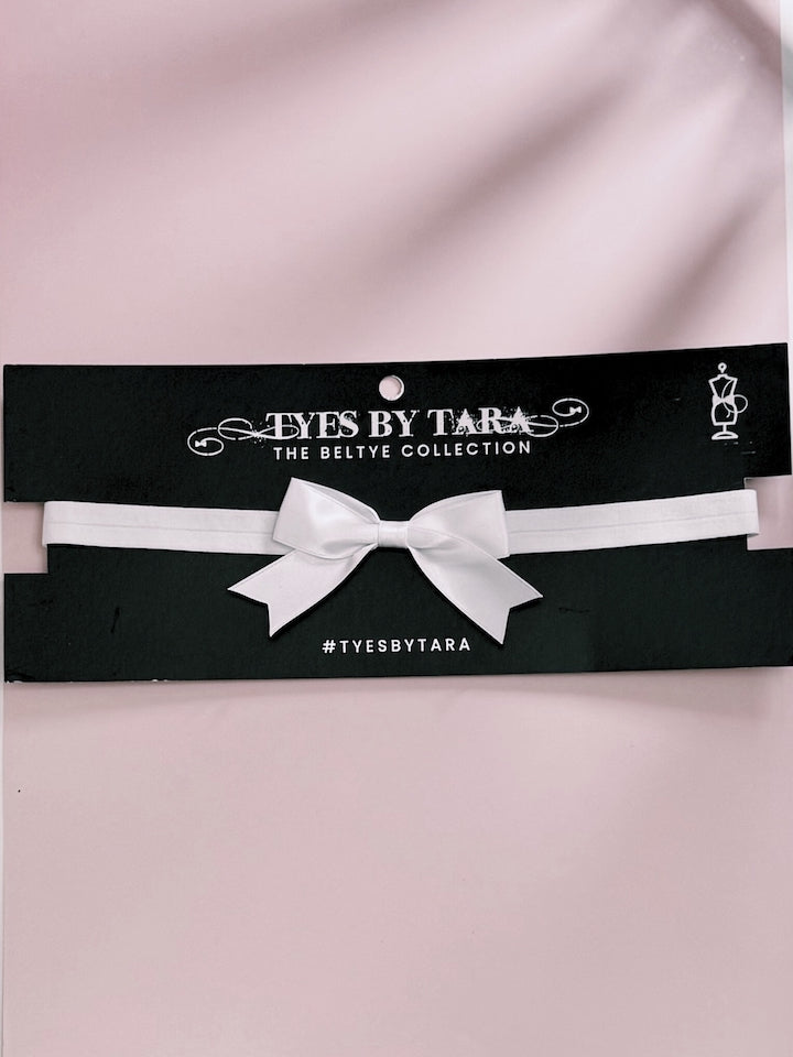Yours Truly White Bow Belt on Black Card