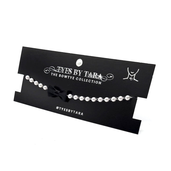 Centerfold Pearl Black Bow Necklace