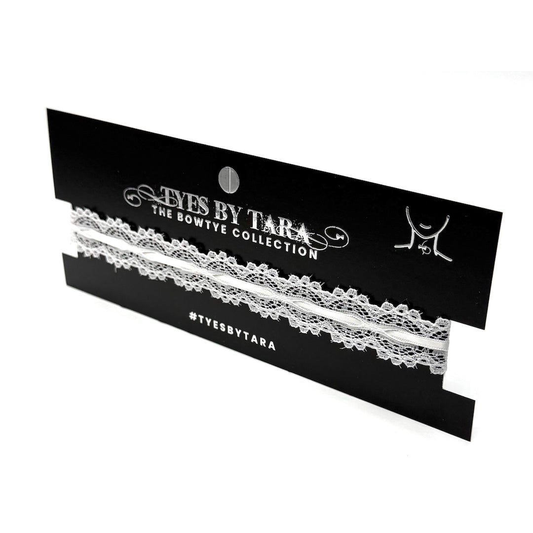 White Lace Choker on Black Card