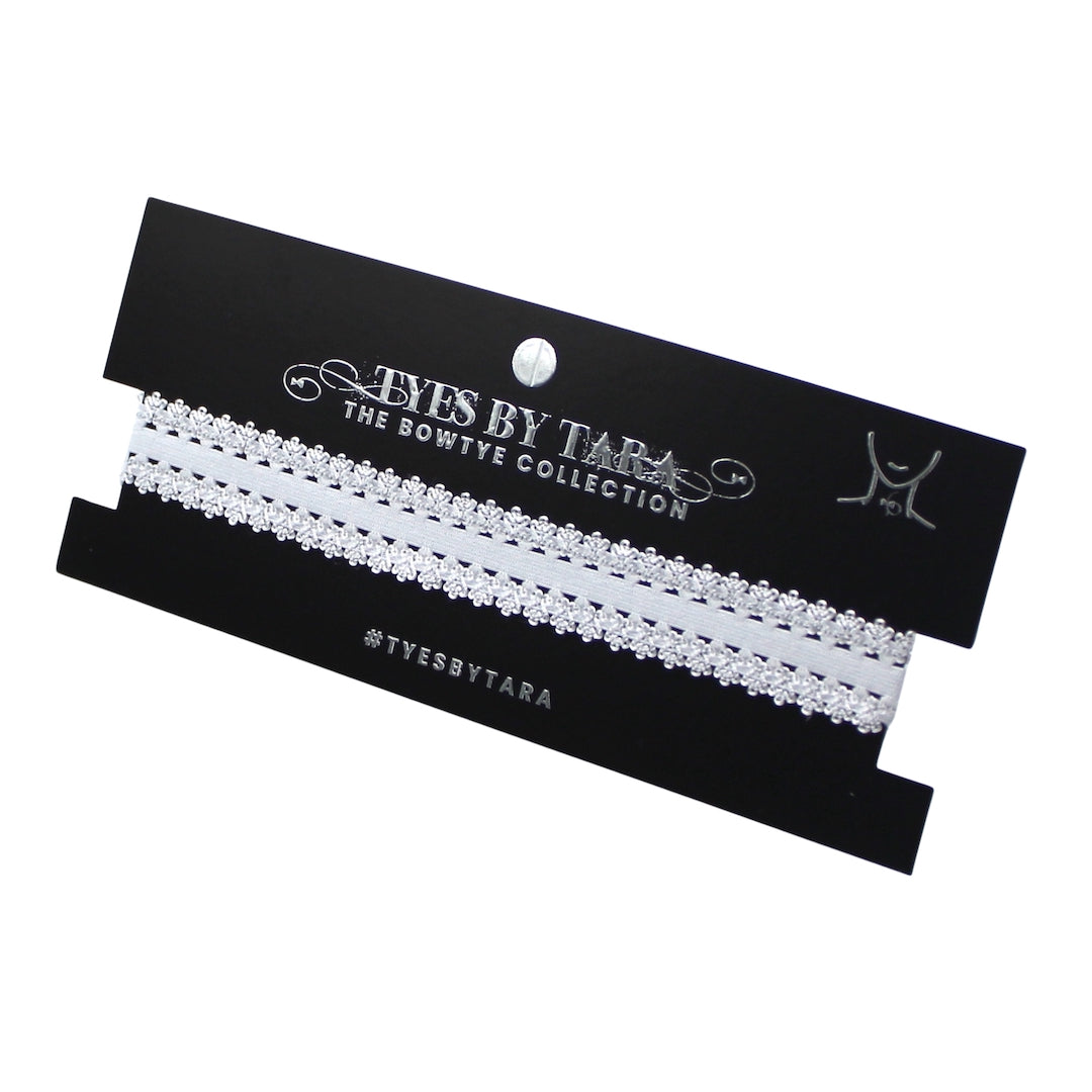 Lady White Bow CHoker on Black Card