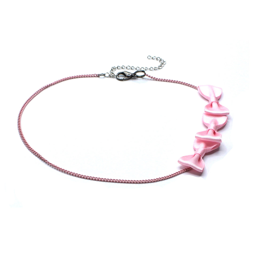 Menage A Trois Pink Bow Necklace