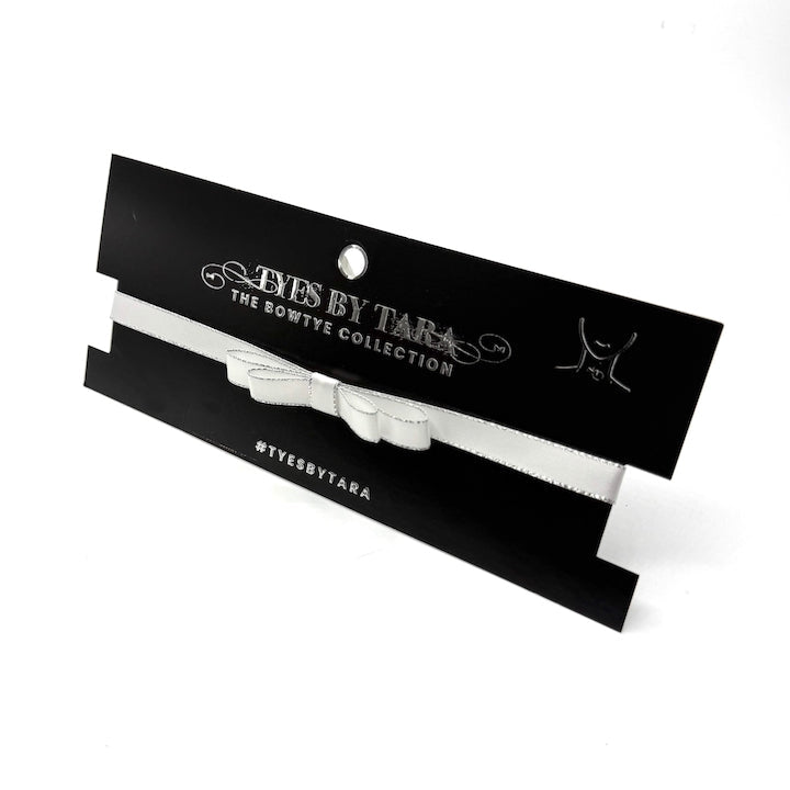 Queen White Bow Choker on Black Card