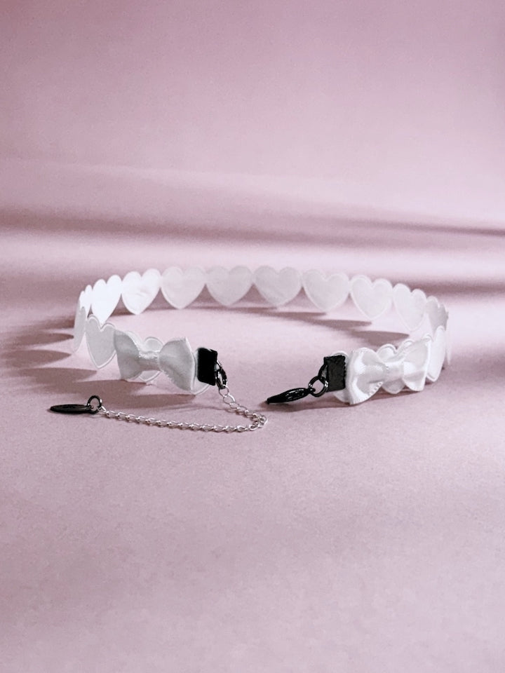 White Heart Choker Back View