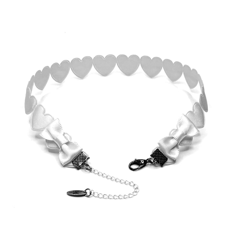 Bow View White Heart Choker