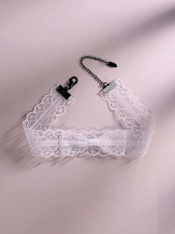Siren White Lace Bow Choker