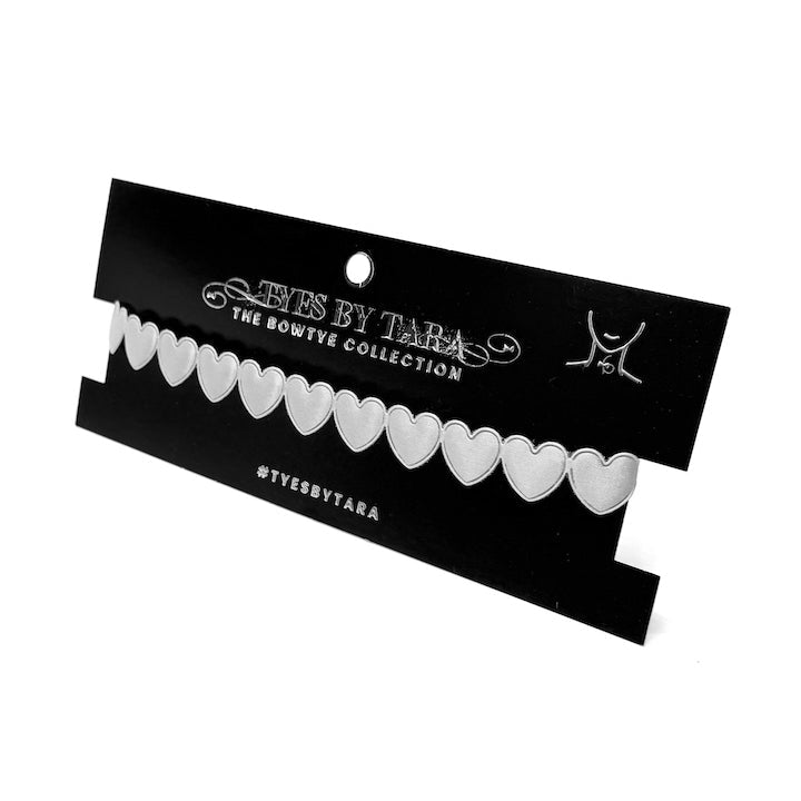 White Heart Bow Choker on Black Card