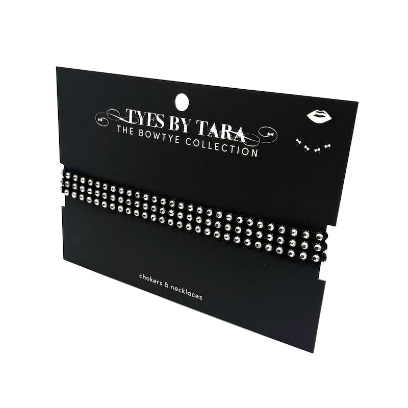Vixen Black Sparkly Bow Choker on Black Card