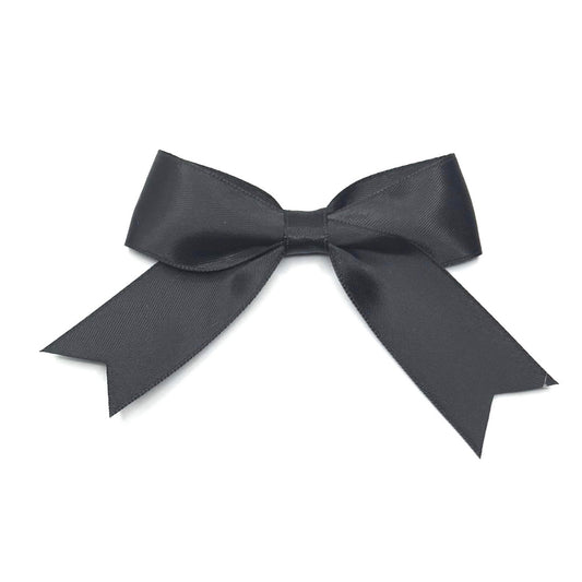 Black Hair Bow Barrette on White Background