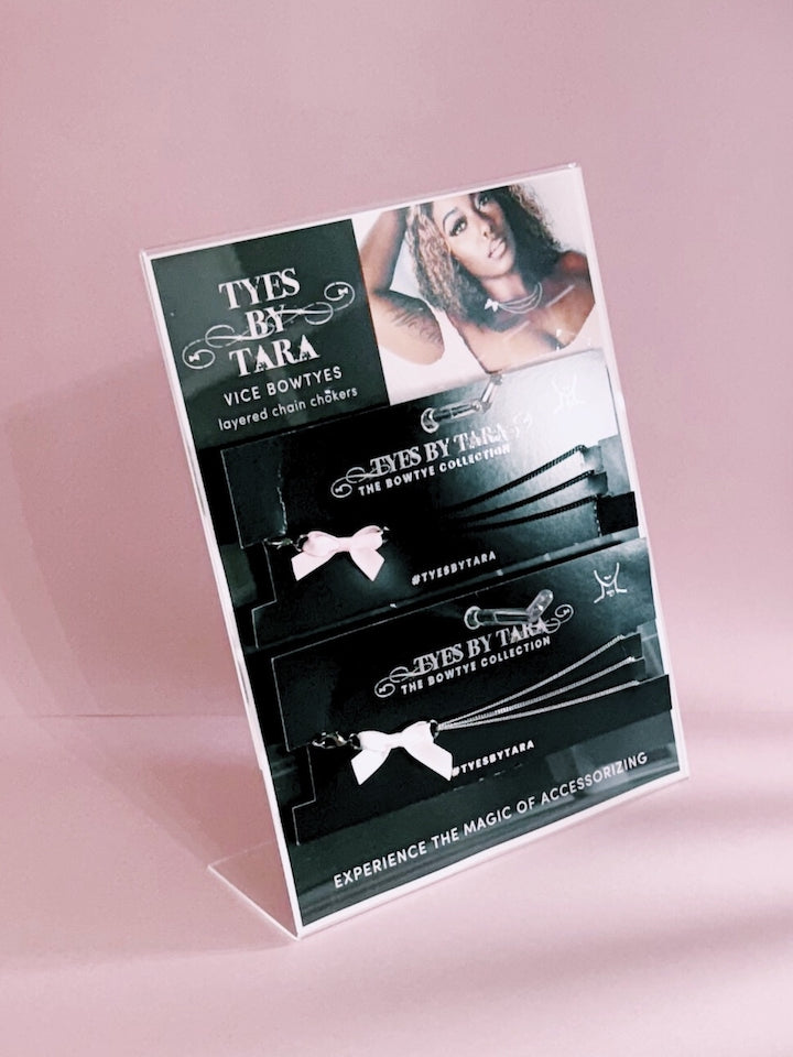 Vice Bowtye Display Pack on Pink Background