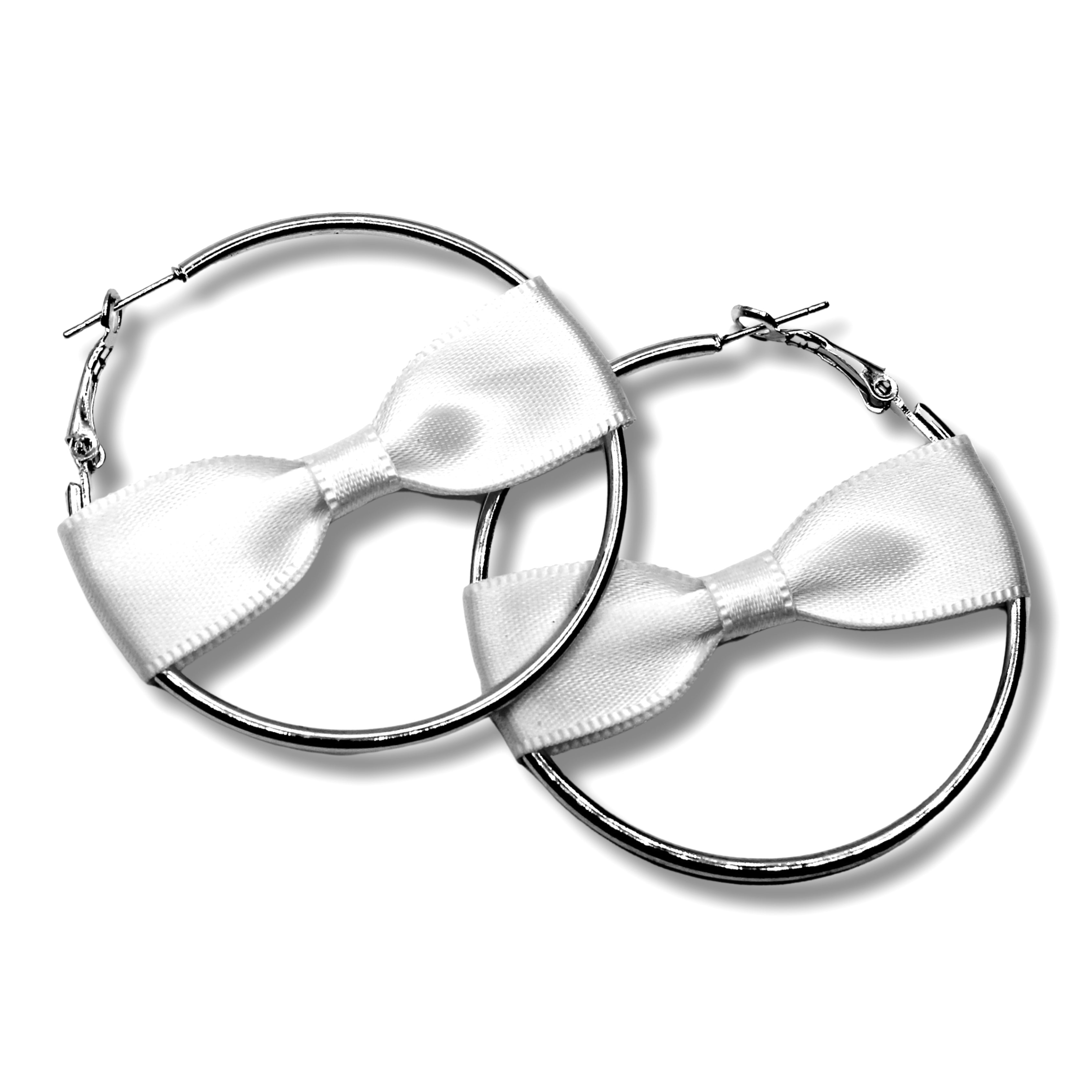 Coax White Hoop Bow Earrings