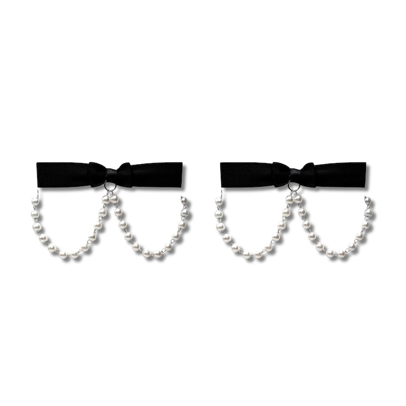 Centerfold Pearl Heel Straps with black elastic band