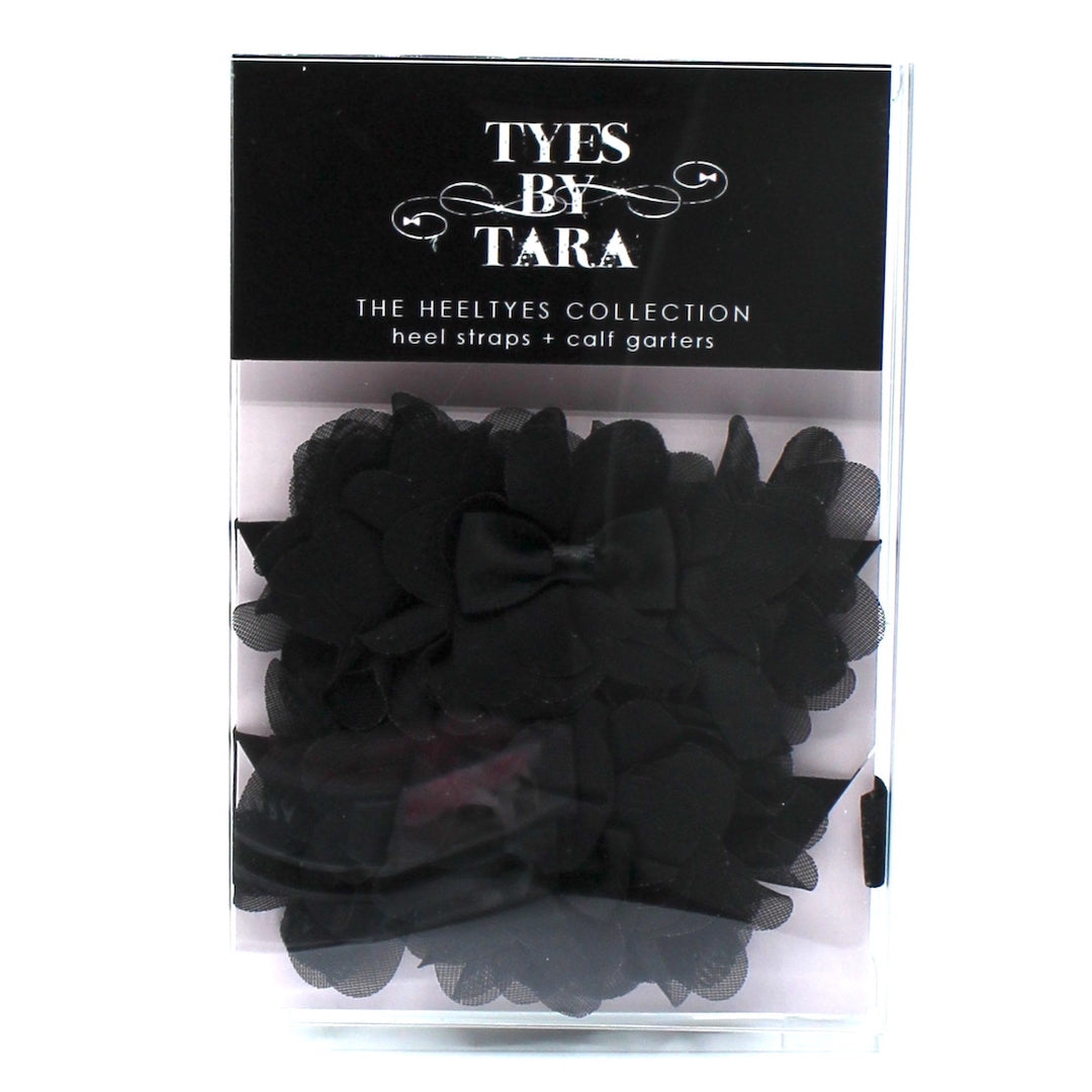 Black Daisy Heel Straps in Black and Pink Box