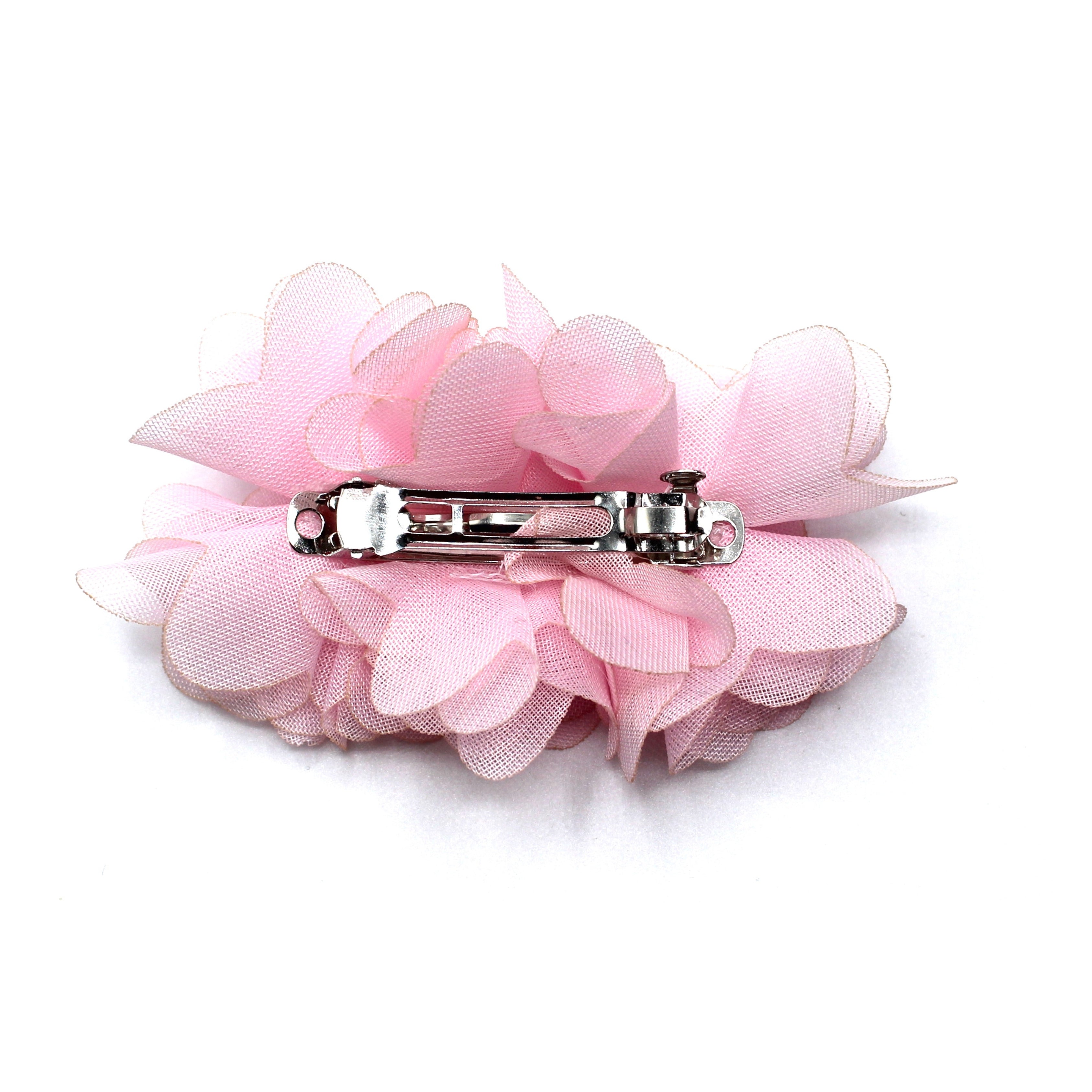 Back View of Pink Flower Hair Barrette