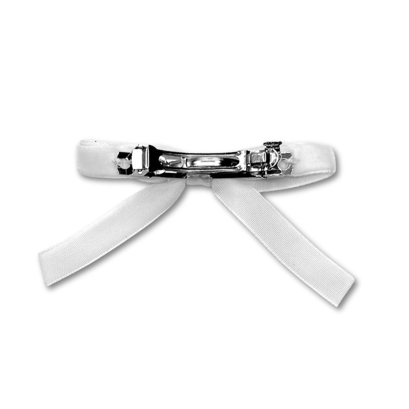 Back View Velvet White Hair Bow