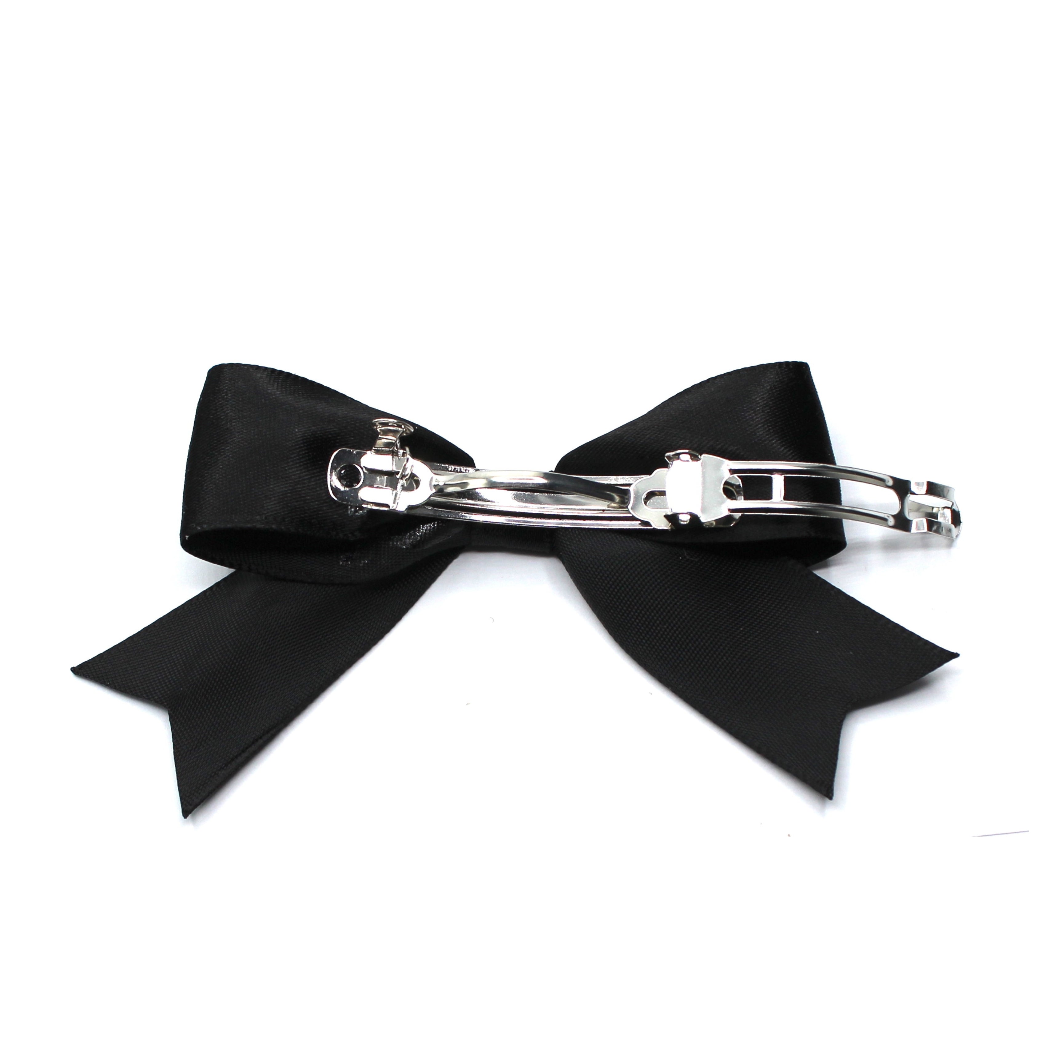 Yours Truly Black Hair Bow Barrette Back View