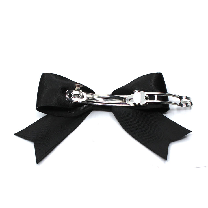 Yours Truly Black Hair Bow Barrette Back View