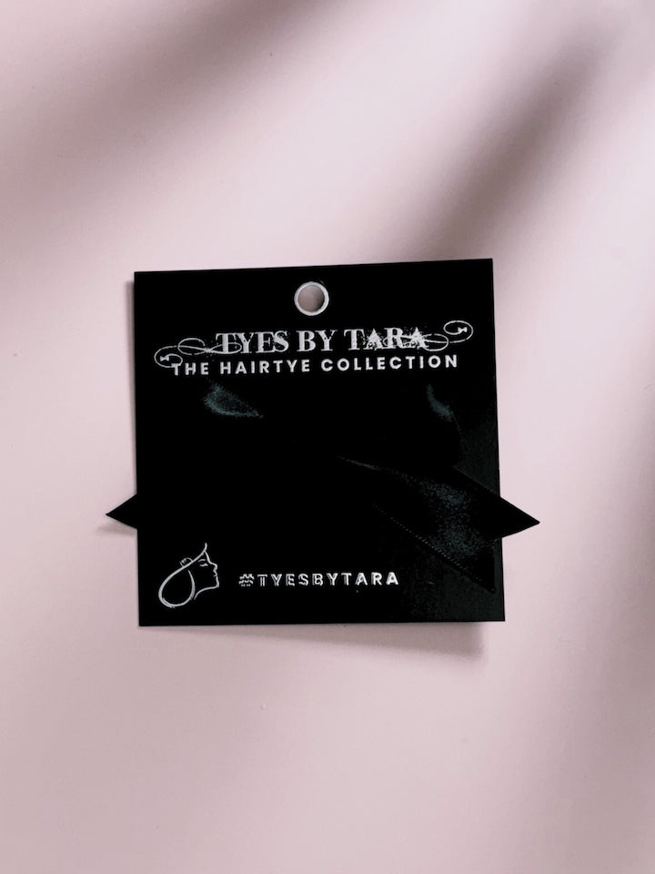 Black Satin Hair Bow on Black Card