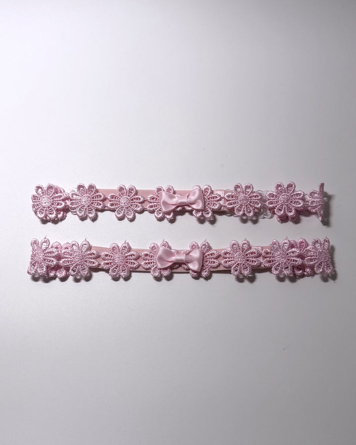 Pink Flower Leg Garters