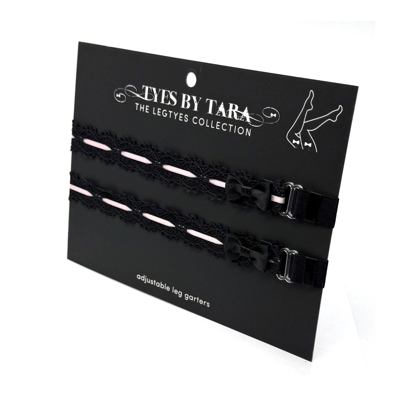 Chantilly Black Pink Lace Leg Garters