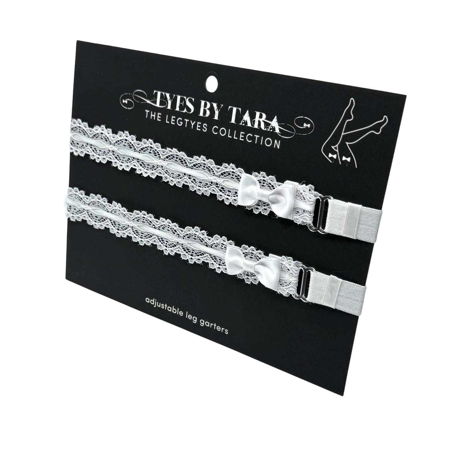 Chantilly White Lace Bow Leg Garters