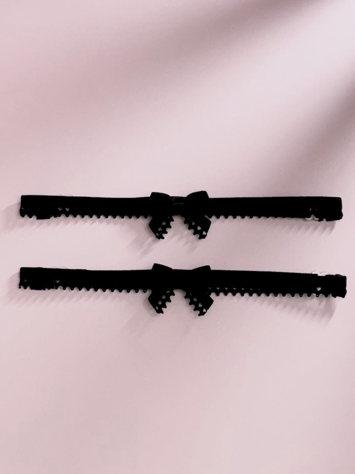 Foxy Black Bow Leg Garters