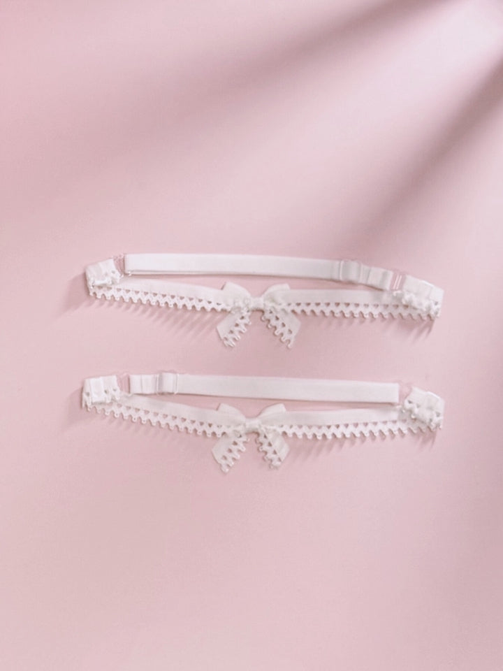 Foxy White Bow Leg Garters Second View