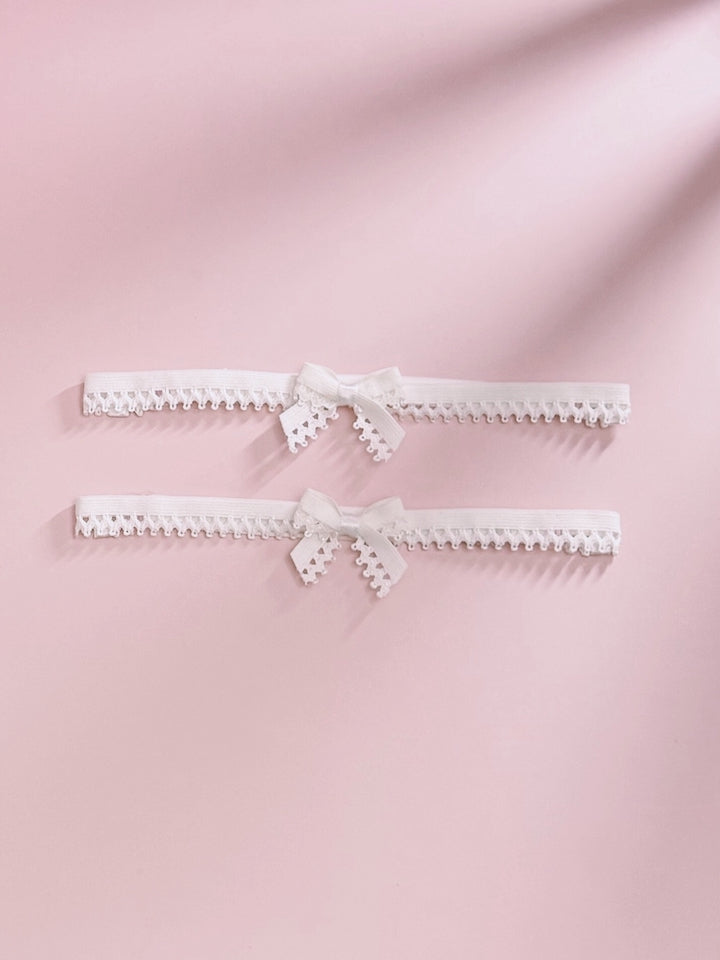 Foxy White Bow Leg Garters