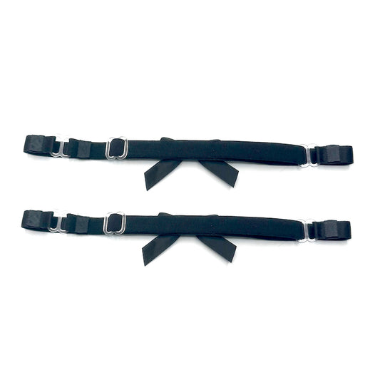 kinkette black bow leg garters back view