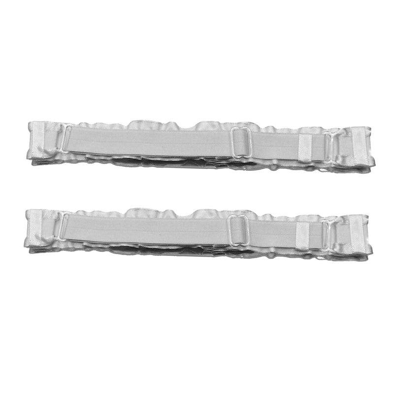 Back View Ruffled White Leg Garters