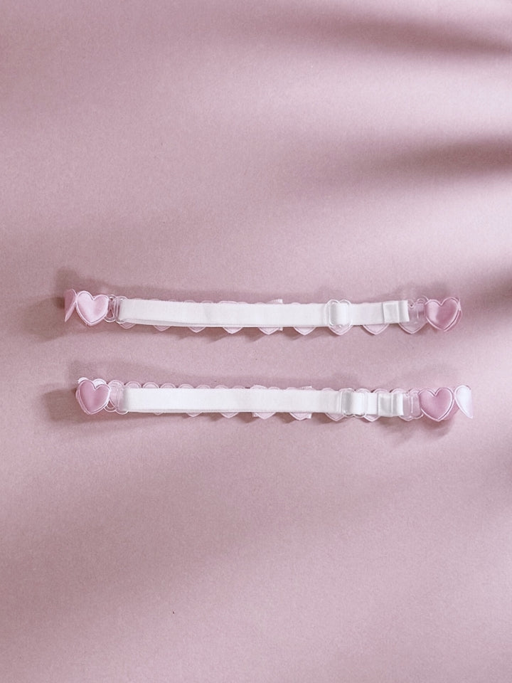 Back View of Pink Heart Leg Garters