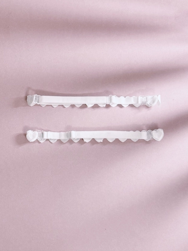 Back View of White Heart Leg Garters