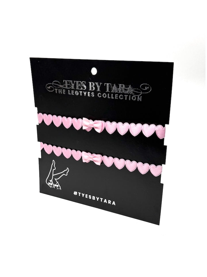 Pink Heart Leg Garters on Black Card