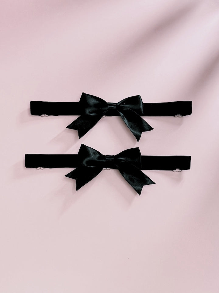 Yours Truly Black Bow Leg Garters